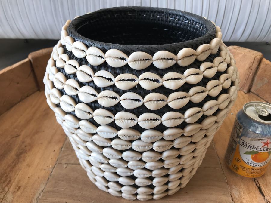 Natural Shell Beach Side Basket Black 11W X 9H Retails $172 [Photo 3]