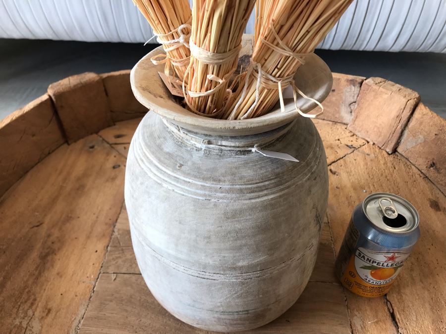 Vintage Turned Wooden Vase 10.5H X 8W With Blush Dried Floral Arrangements Retails $242 [Photo 5]