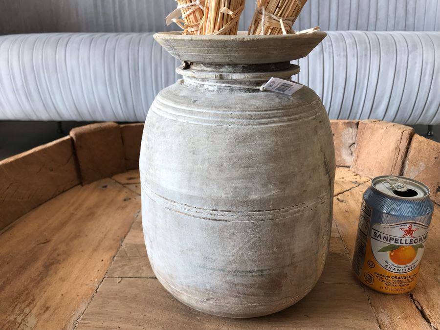 Vintage Turned Wooden Vase 10.5H X 8W With Blush Dried Floral Arrangements Retails $242 [Photo 4]