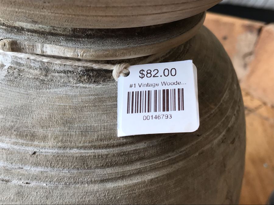 Vintage Turned Wooden Vase 10.5H X 8W With Blush Dried Floral Arrangements Retails $242 [Photo 7]