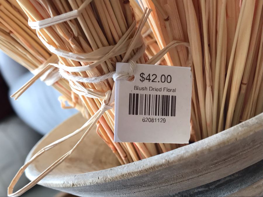 Vintage Turned Wooden Vase 10.5H X 8W With Blush Dried Floral Arrangements Retails $242 [Photo 8]