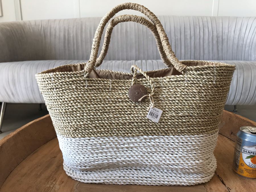 Bali Beach Basket Handbag 18W Retails $78