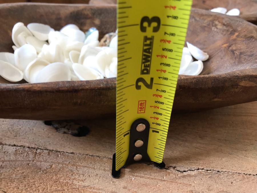 Pair Of Hand Carved Wooden Bowls Filled With Natural Seashells 9.5W X 6D X 2H Retails $70 [Photo 12]