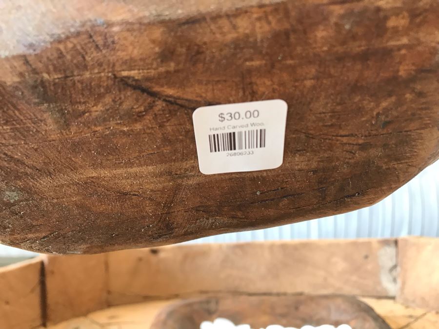 Pair Of Hand Carved Wooden Bowls Filled With Natural Seashells 9.5W X 6D X 2H Retails $70 [Photo 8]