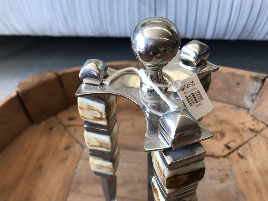 Editor's Chrome Rack Desk Set With Magnifying Glass, Letter Opener, Bottle Opener 13.5H Retails $129 [Photo 8]