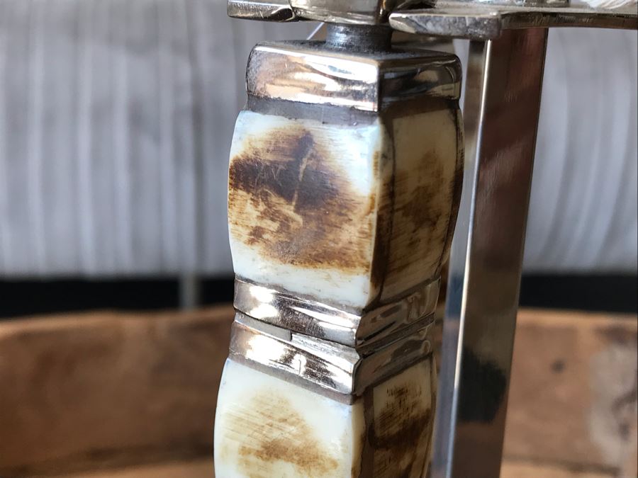 Editor's Chrome Rack Desk Set With Magnifying Glass, Letter Opener, Bottle Opener 13.5H Retails $129 [Photo 13]