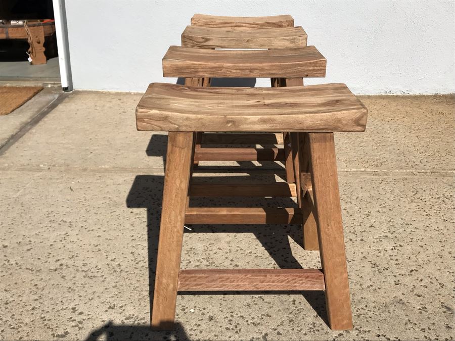 Set Of (4) Primitive Stools 18W X 8D X 19H Retails $474 [Photo 13]