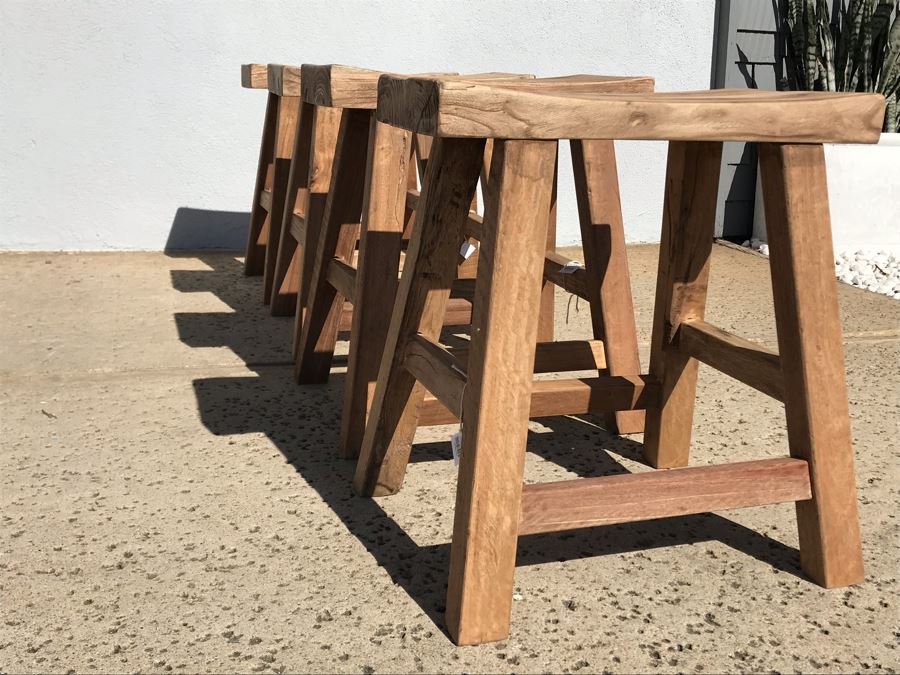 Set Of (4) Primitive Stools 18W X 8D X 19H Retails $474 [Photo 15]