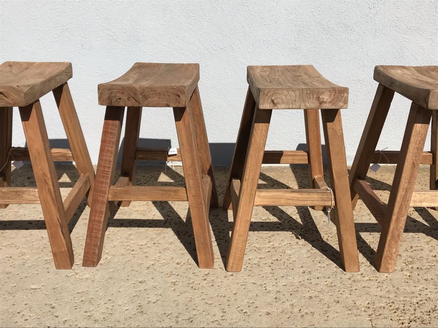 Set Of (4) Primitive Stools 18W X 8D X 19H Retails $474 [Photo 11]