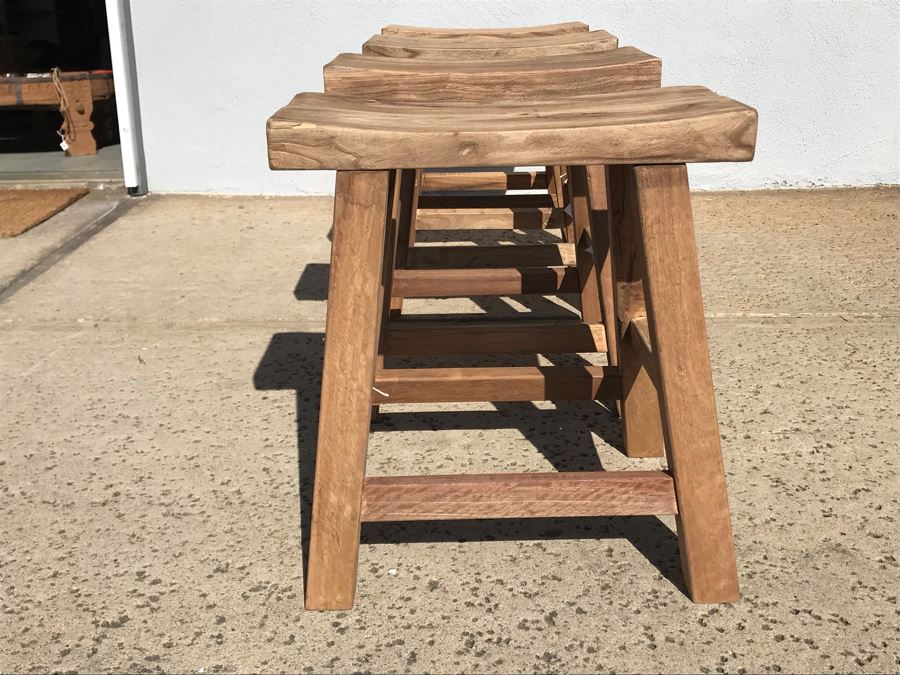 Set Of (4) Primitive Stools 18W X 8D X 19H Retails $474 [Photo 12]