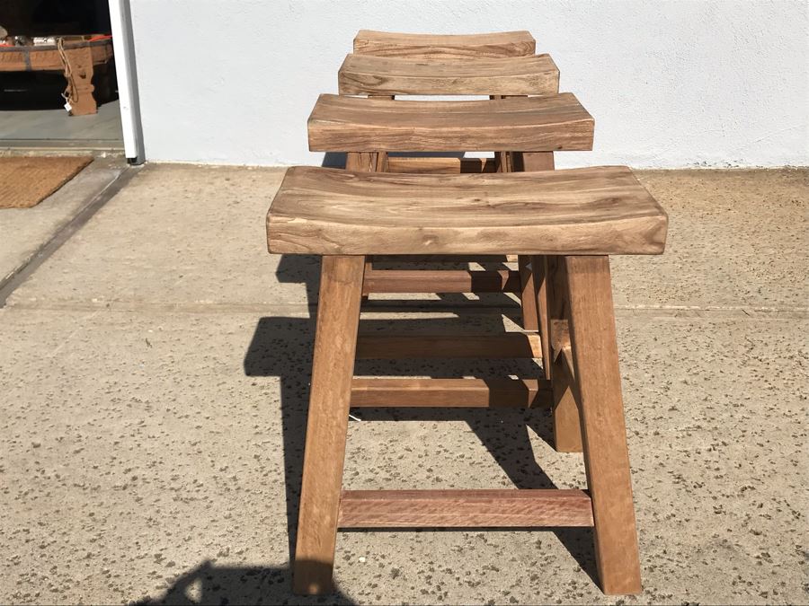 Set Of (4) Primitive Stools 18W X 8D X 19H Retails $474 [Photo 14]