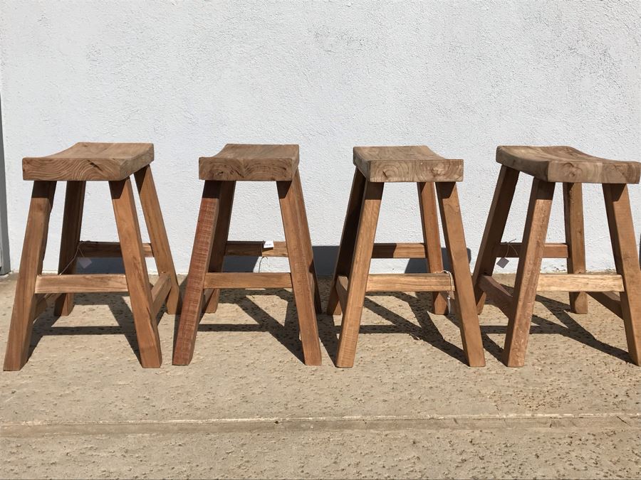 Set Of (4) Primitive Stools 18W X 8D X 19H Retails $474 [Photo 9]
