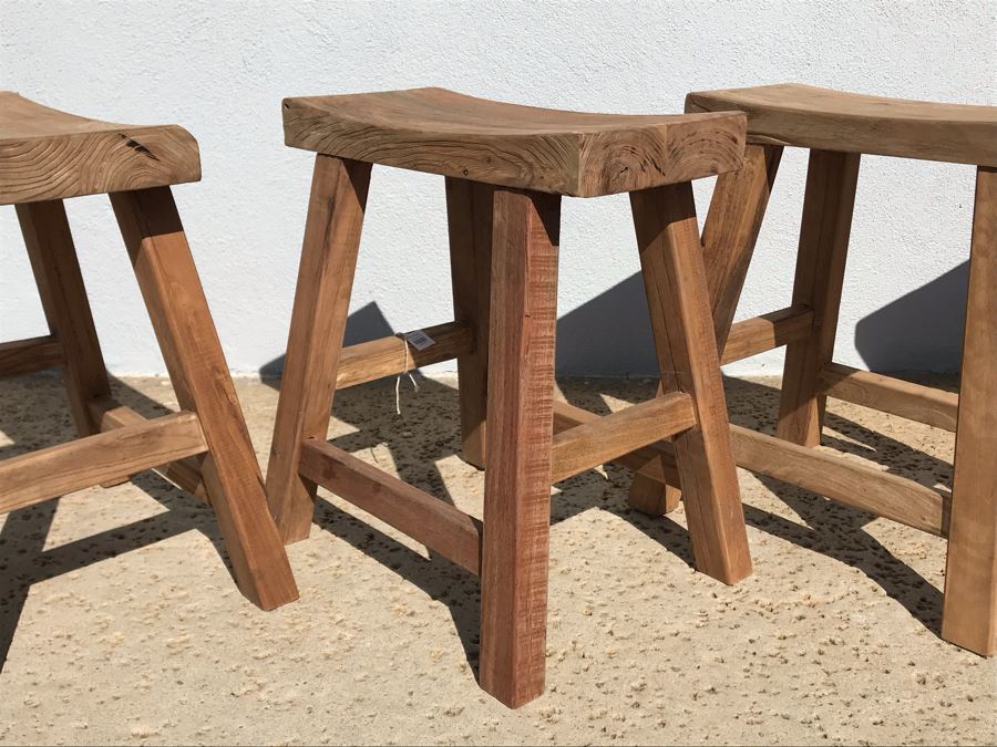 Set Of (4) Primitive Stools 18W X 8D X 19H Retails $474 [Photo 5]