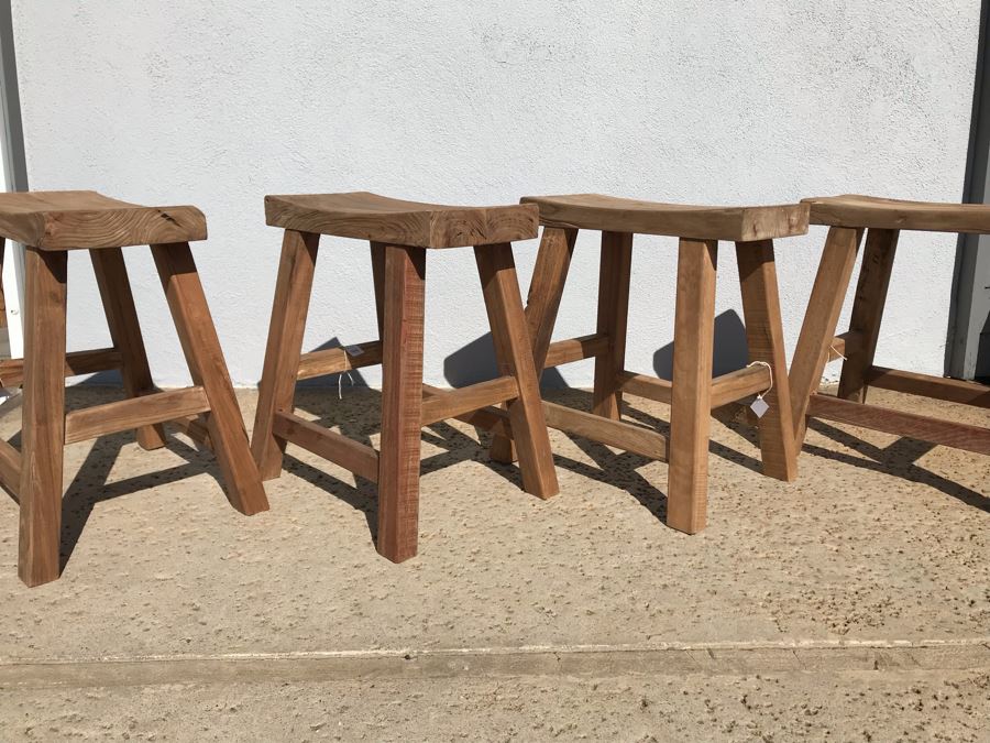 Set Of (4) Primitive Stools 18W X 8D X 19H Retails $474 [Photo 4]