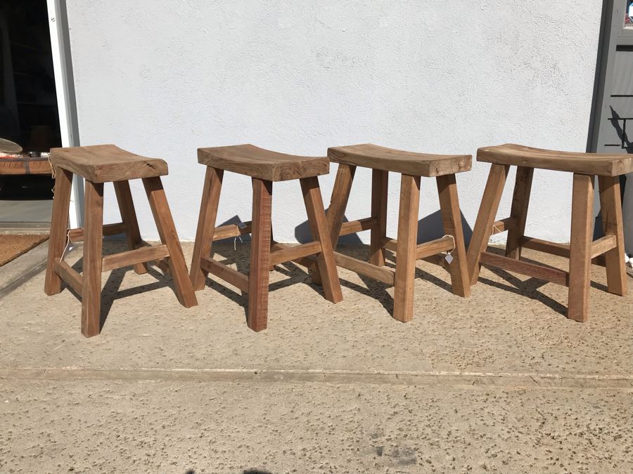 Set Of (4) Primitive Stools 18W X 8D X 19H Retails $474 [Photo 2]