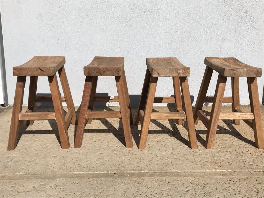 Set Of (4) Primitive Stools 18W X 8D X 19H Retails $474 [Photo 10]
