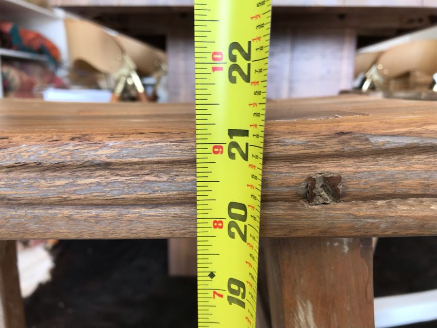 Pair Of Teak White Dip Stools 16.5W X 9.5D X 21.5H Retails $390 [Photo 14]