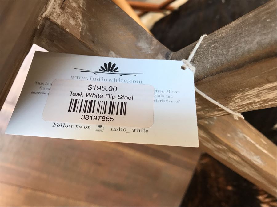 Pair Of Teak White Dip Stools 16.5W X 9.5D X 21.5H Retails $390 [Photo 11]