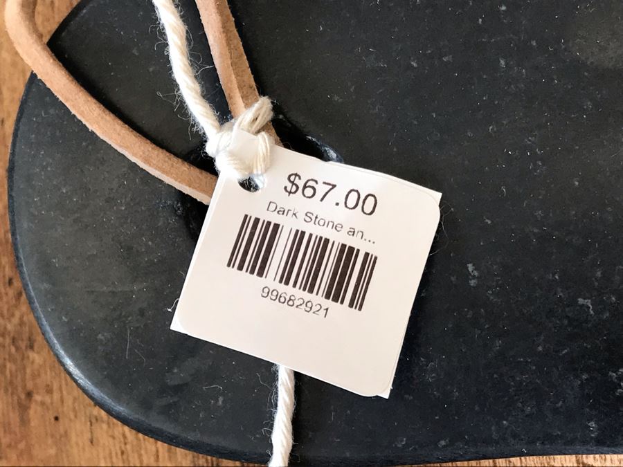 Dark Stone And Inlaid Brass Cheese Board 16W X 9D And Black Marble Cheese Knife Retails $81 [Photo 5]