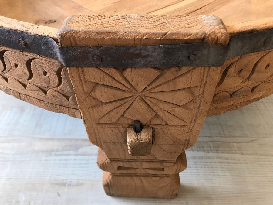 Rustic Handmade Round Wooden Coffee Table 29W X 12H [Photo 6]