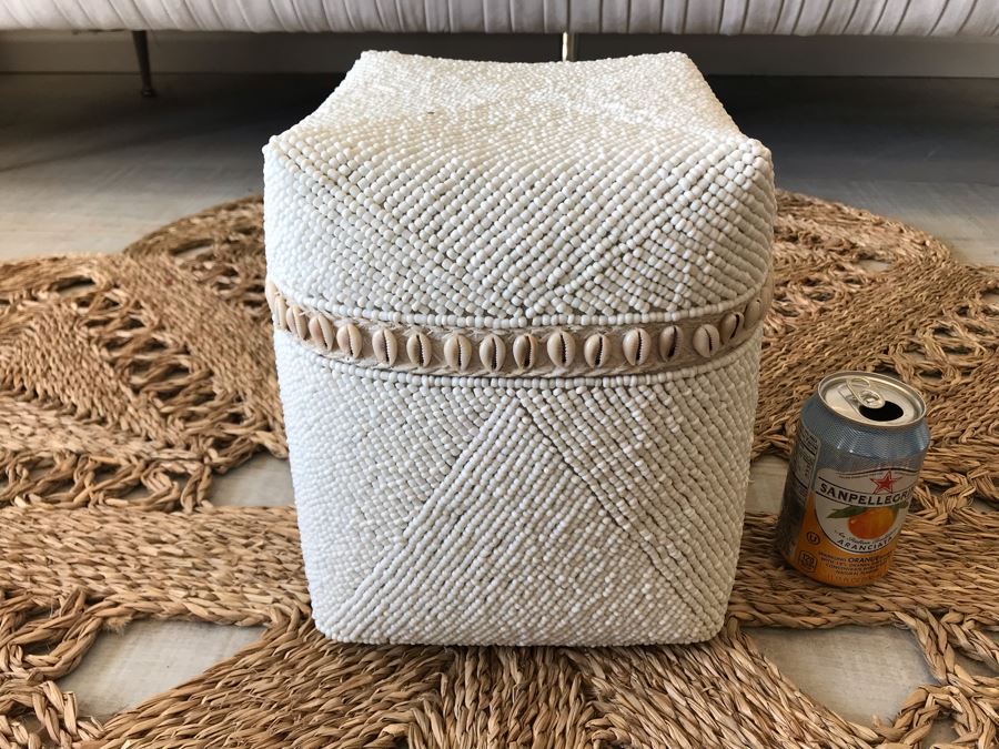 Set Of (3) Graduated Hand Beaded Shell Boxes White Larger Box Is 9W X 8D X 11H Retails $279 [Photo 5]