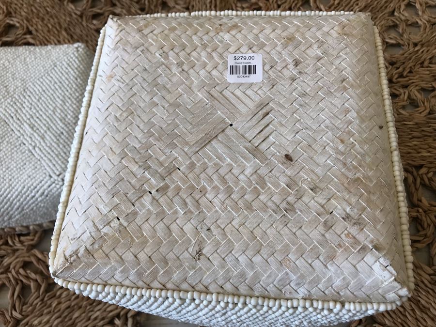 Set Of (3) Graduated Hand Beaded Shell Boxes White Larger Box Is 9W X 8D X 11H Retails $279 [Photo 12]