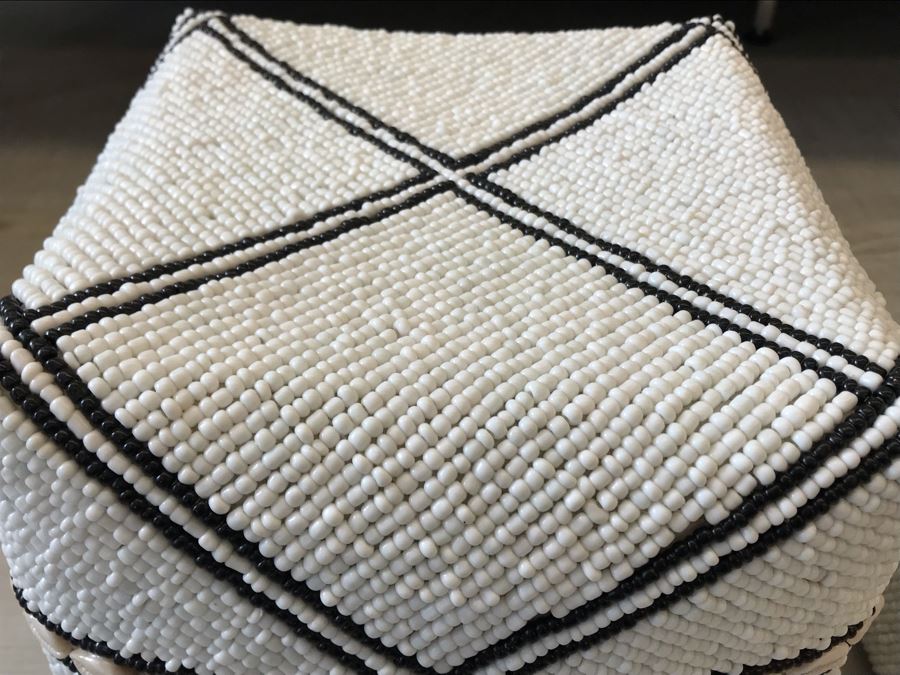 Set Of (3) Graduated Hand Beaded Shell Boxes White Larger Box Is 10W X 10D X 11H Retails $279 [Photo 9]