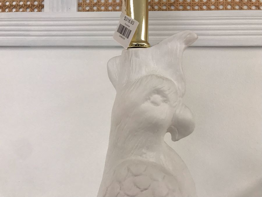 White Plaster Florence Parrot Lamp With Lucite Base (No Lamp Shade) 30H Retails $318 [Photo 6]