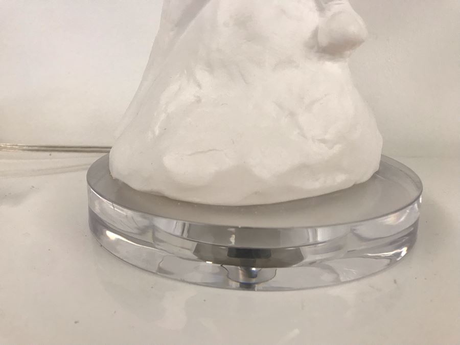 White Plaster Florence Parrot Lamp With Lucite Base (No Lamp Shade) 30H Retails $318 [Photo 5]