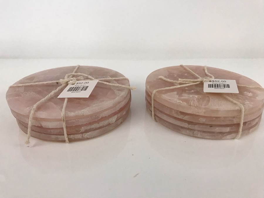 Rose Quartz Drink Coasters 4R Set Of (8) Retails $104 [Photo 2]
