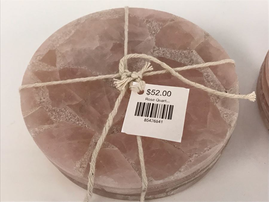 Rose Quartz Drink Coasters 4R Set Of (8) Retails $104 [Photo 5]