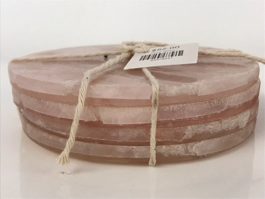 Rose Quartz Drink Coasters 4R Set Of (8) Retails $104 [Photo 4]
