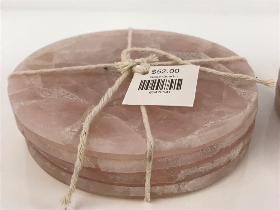 Rose Quartz Drink Coasters 4R Set Of (8) Retails $104 [Photo 3]