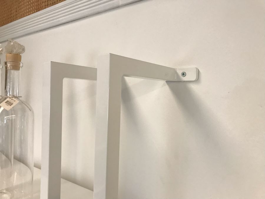 Pair Of White Powder Coated Metal 5-Shelf Shelving Display Units Screws Into Wall At Top 30W X 13D X 72.5H [Photo 10]