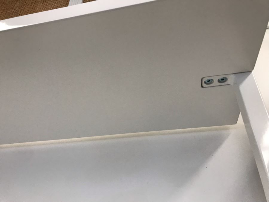 Pair Of White Powder Coated Metal 5-Shelf Shelving Display Units Screws Into Wall At Top 30W X 13D X 72.5H [Photo 12]