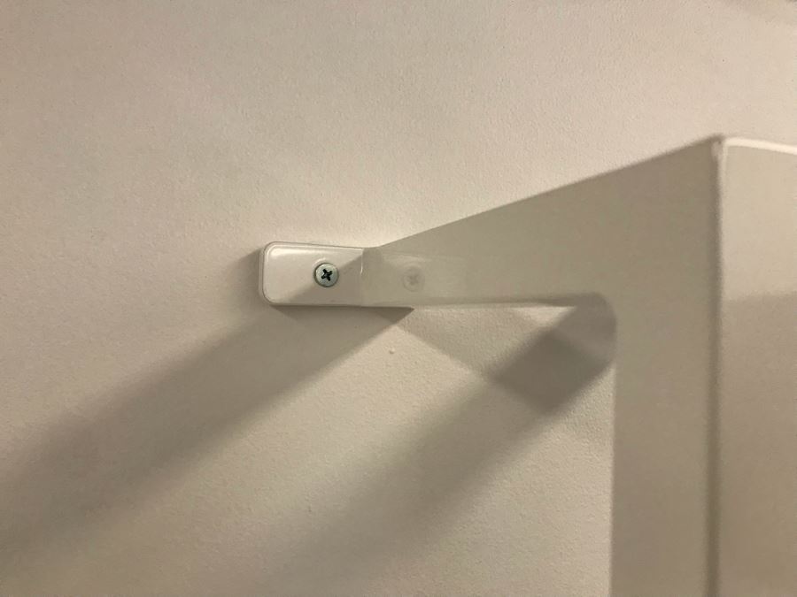 Pair Of White Powder Coated Metal 5-Shelf Shelving Display Units Screws Into Wall At Top 30W X 13D X 72.5H [Photo 9]