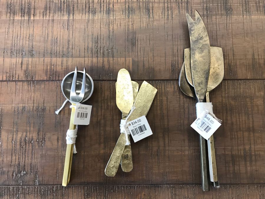 (2) Sets Of Cheese Knives And Mixed Metal Fork And Spoon Retails $118 [Photo 1]