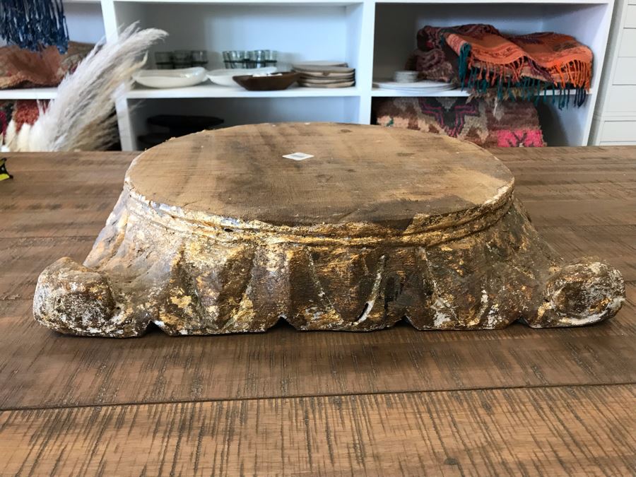 Gilded Carved Wooden Pillar Base 16.5 X 16.5 Retails $120