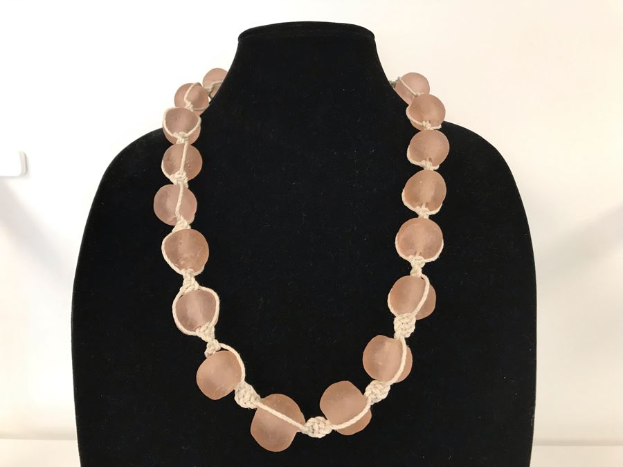 Blush Large Glass Beaded Necklace Retails $50 [Photo 2]
