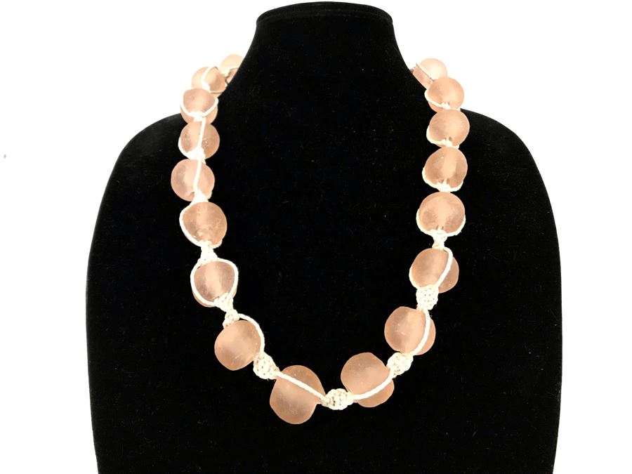 Blush Large Glass Beaded Necklace Retails $50 [Photo 1]