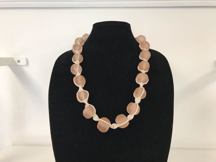 Blush Large Glass Beaded Necklace Retails $50 [Photo 3]