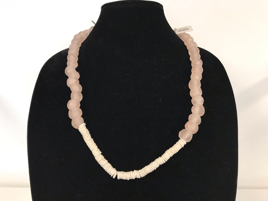 Blush Beaded Glass Necklace Retails $45