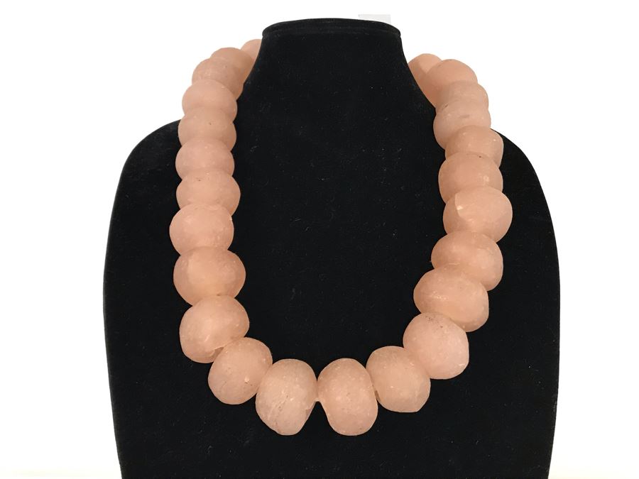 Blush Jumbo Glass Beaded Necklace Retails $70