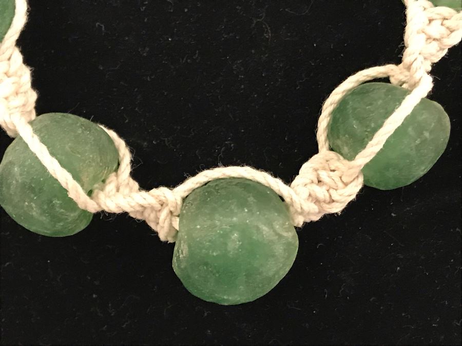 Large Green Glass Beads Necklace Retails $50 [Photo 3]