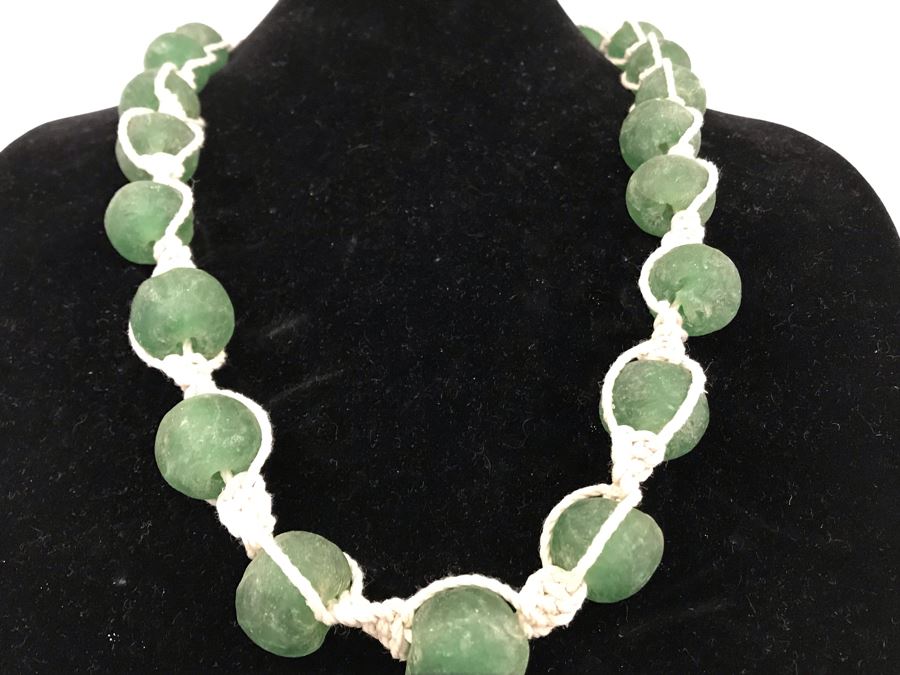 Large Green Glass Beads Necklace Retails $50 [Photo 4]