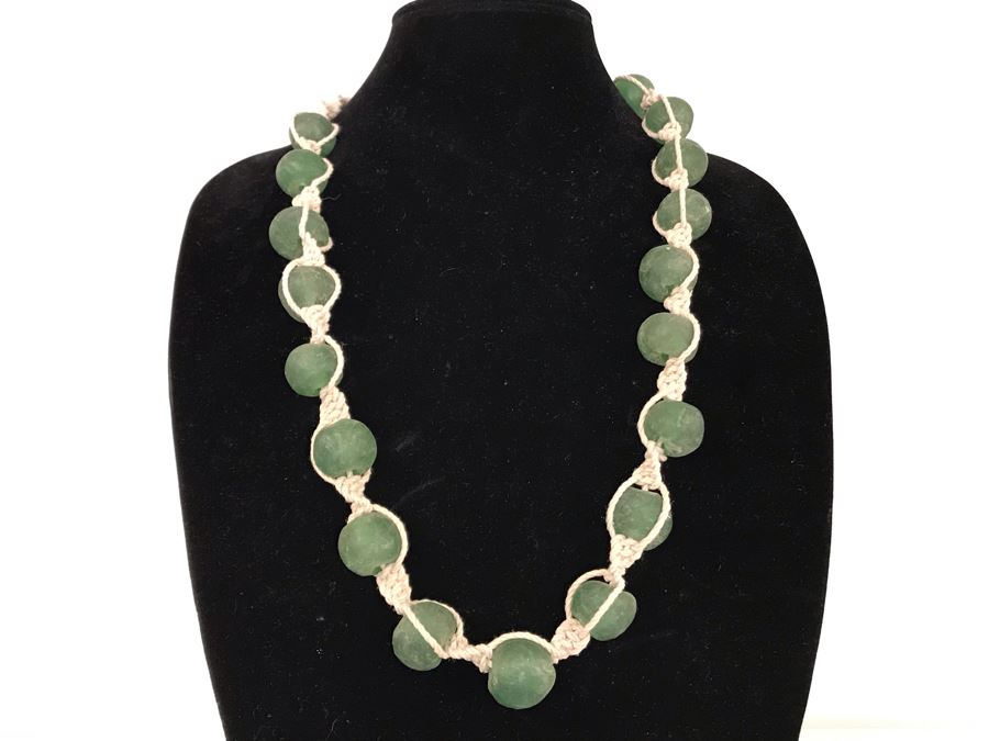 Large Green Glass Beads Necklace Retails $50 [Photo 2]