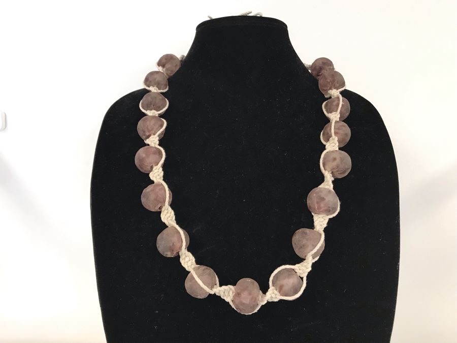 Large Purple Glass Beads Necklace Retails $50 [Photo 2]