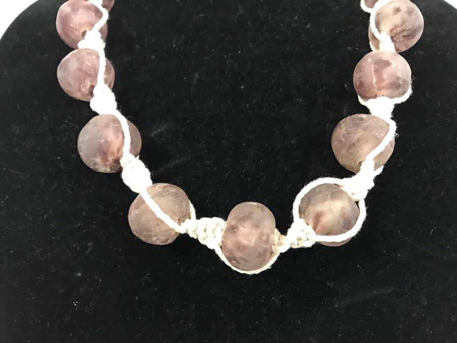 Large Purple Glass Beads Necklace Retails $50 [Photo 3]