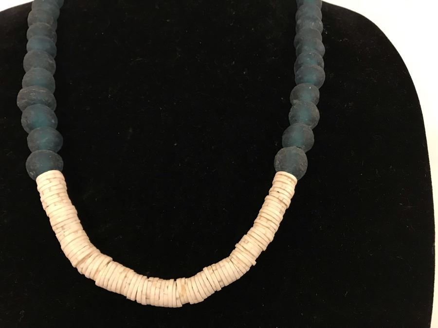 Malawi Blue Glass Beaded Necklace Retails $45 [Photo 4]