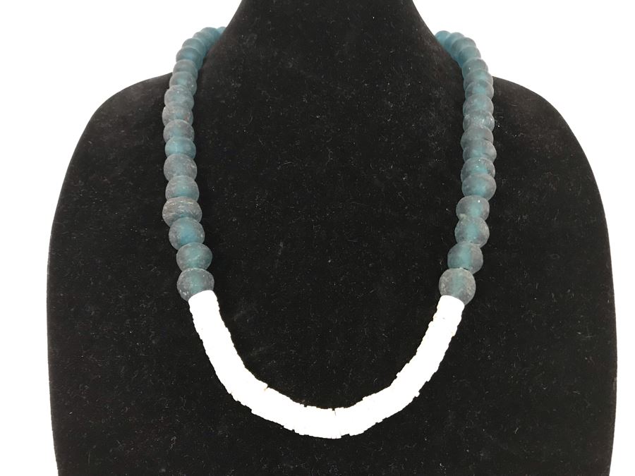 Malawi Blue Glass Beaded Necklace Retails $45 [Photo 3]